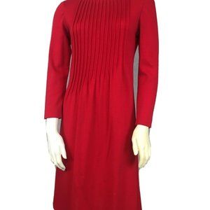 St. Gillian Kay Unger Red Wool Dress Pleated k101